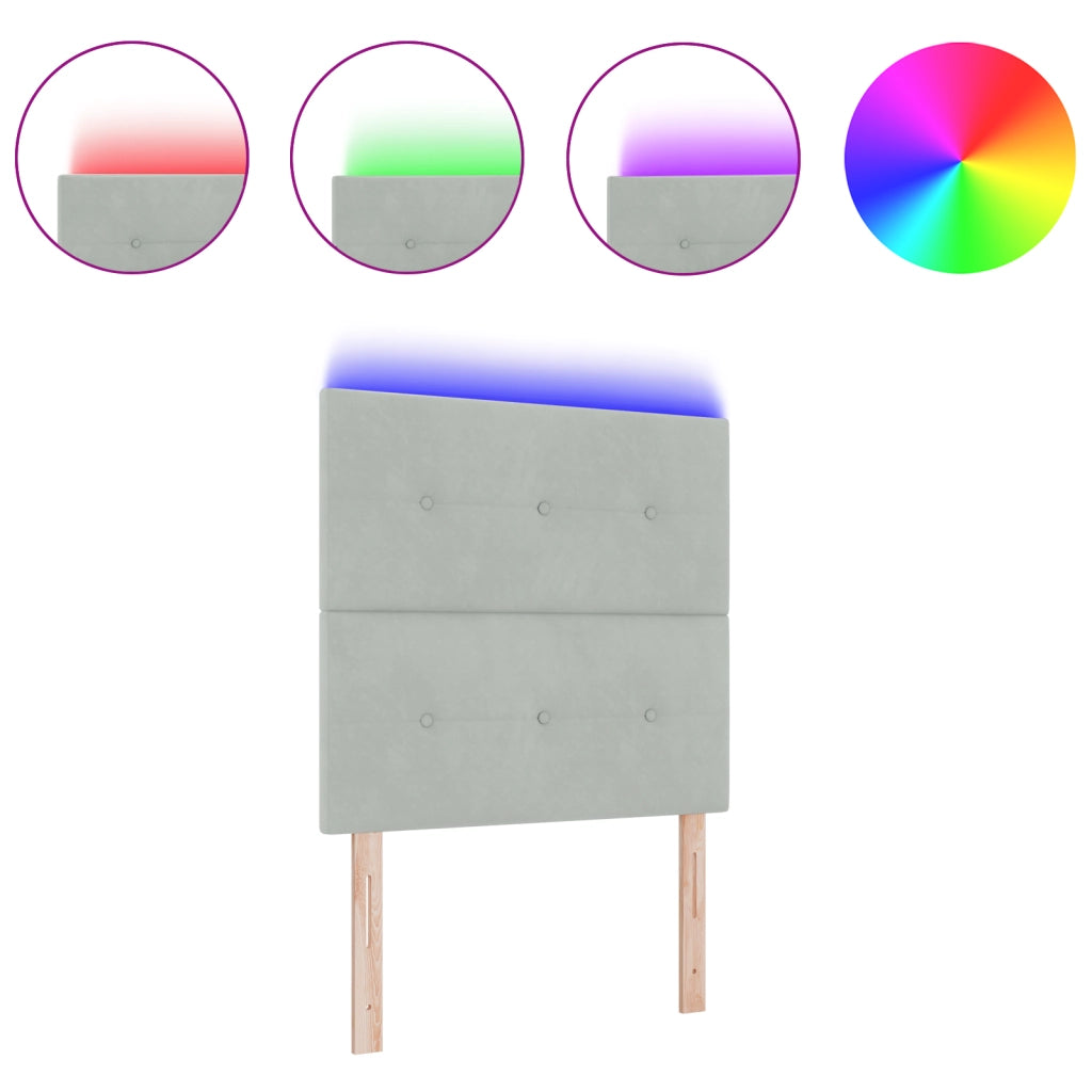 Testata LED Grigio Chiaro 80 cm Velluto