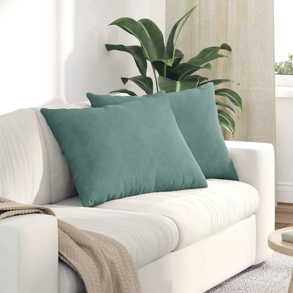 Cuscini da Divano 2 pz | Cuscini per sedie Verde Mare 70 x 50 cm Tessuto in Cords