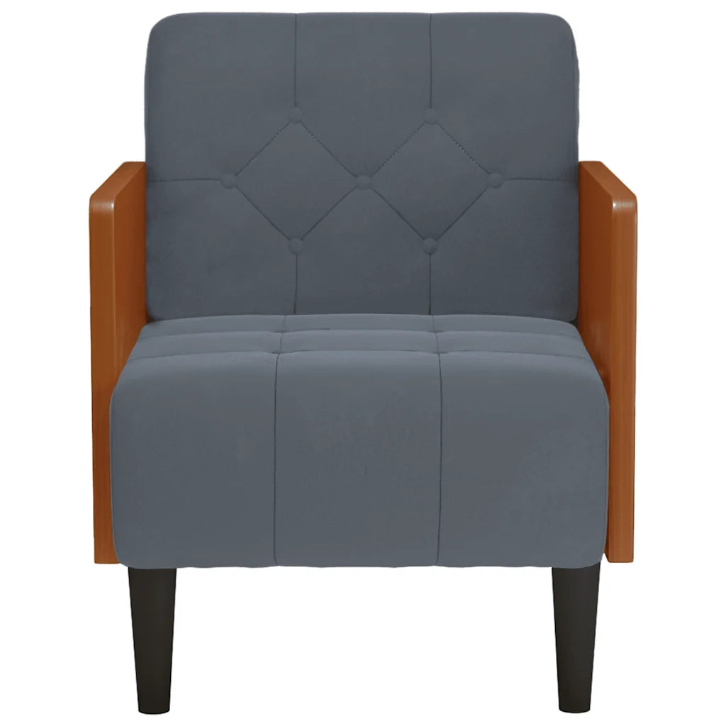 Divano Sedia con Braccioli Grigio Scuro 55 cm in Velluto