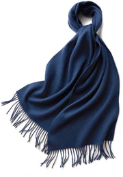 Sala d'inverno comoda e calda, scialle da donna lungo con piumini di cotone, soffice come il cashmere, 32*180cm, blu marino
