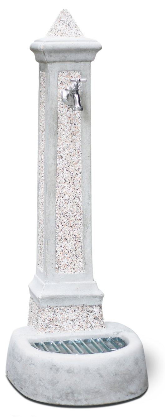 Fontana da Giardino Senza Rubinetto in Cemento Granulato di Marmo Pisa Bianco Rosso e Nero