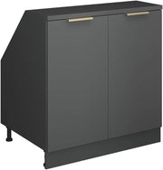 Mobile sottotetto Rion, Antracite-oro, 80 x 81.6 cm con 2 porte, carcassa 60 cm profondità, adatto per il salvaspazio sotto tetti spioventi