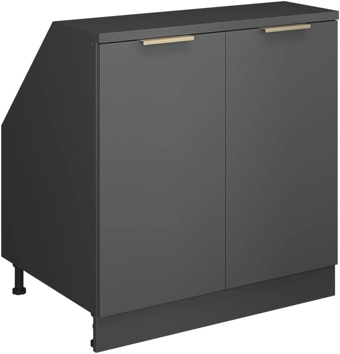 Mobile sottotetto Rion, Antracite-oro, 80 x 81.6 cm con 2 porte, carcassa 60 cm profondità, adatto per il salvaspazio sotto tetti spioventi