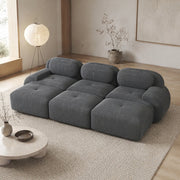 Divano angolare modulare in velluto a coste grigio 298x178x70 cm; senza montaggio