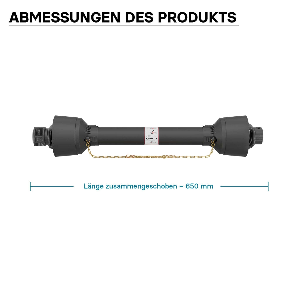 Albero cardanico T4 Giunto cardanico 650mm 460Nm 540rpm Cardano 40kW (55CV) 2x 1 3/8" 6 denti