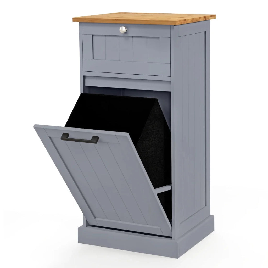 Mobile lavanderia con cesto basculante 40 x 37 x 82 cm moderno contenitore sicuro in MDF grigio 20_0015252