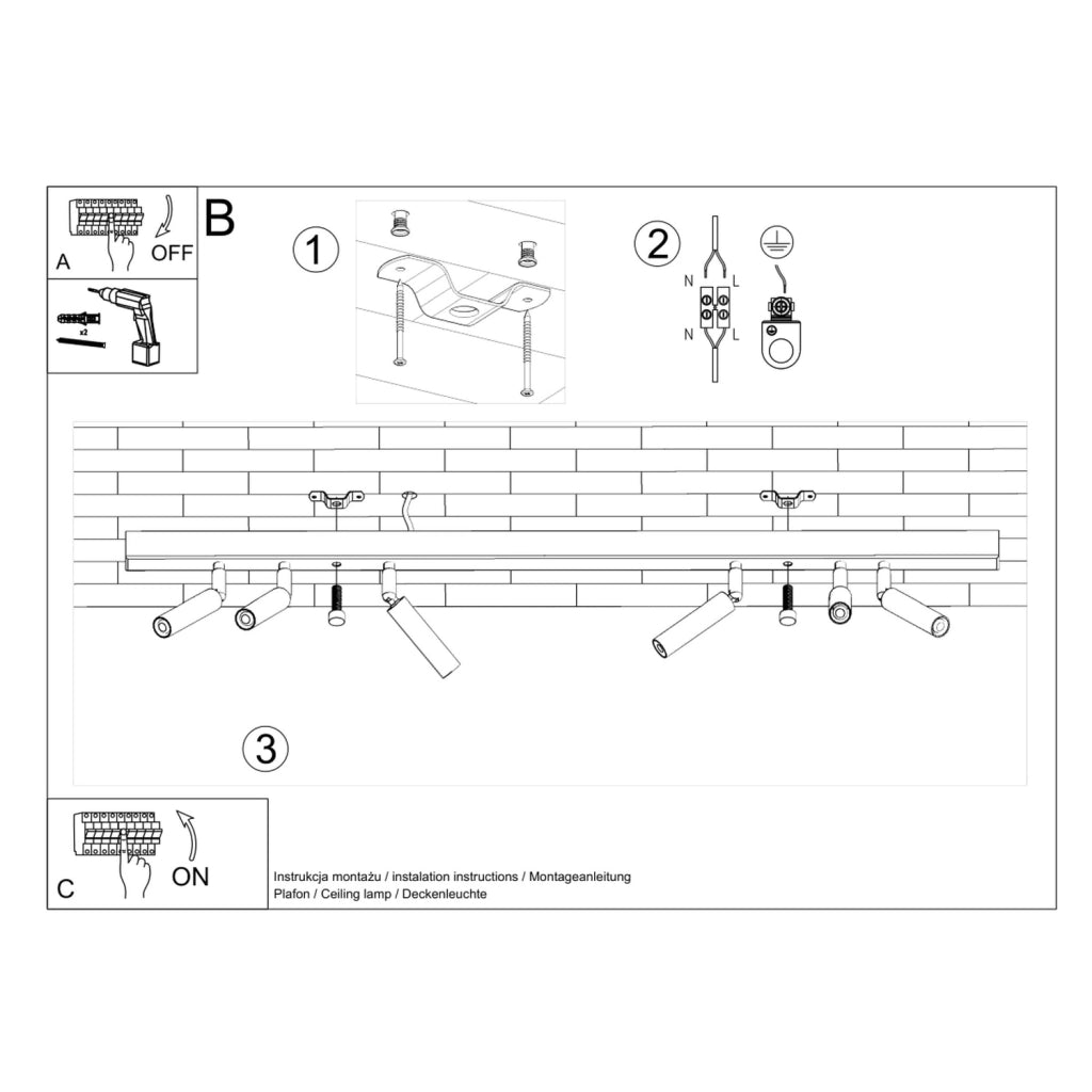 Barra faretti OPTIMA 6 G9 nera/cromo 100cm PU.0901