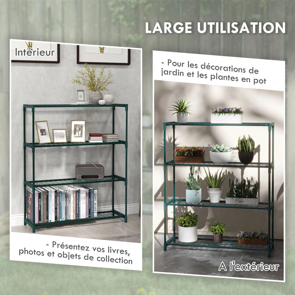 Scaffale porta piante 4 livelli in metallo ¨C Xylo ¨C Verde 89x28x107 cm