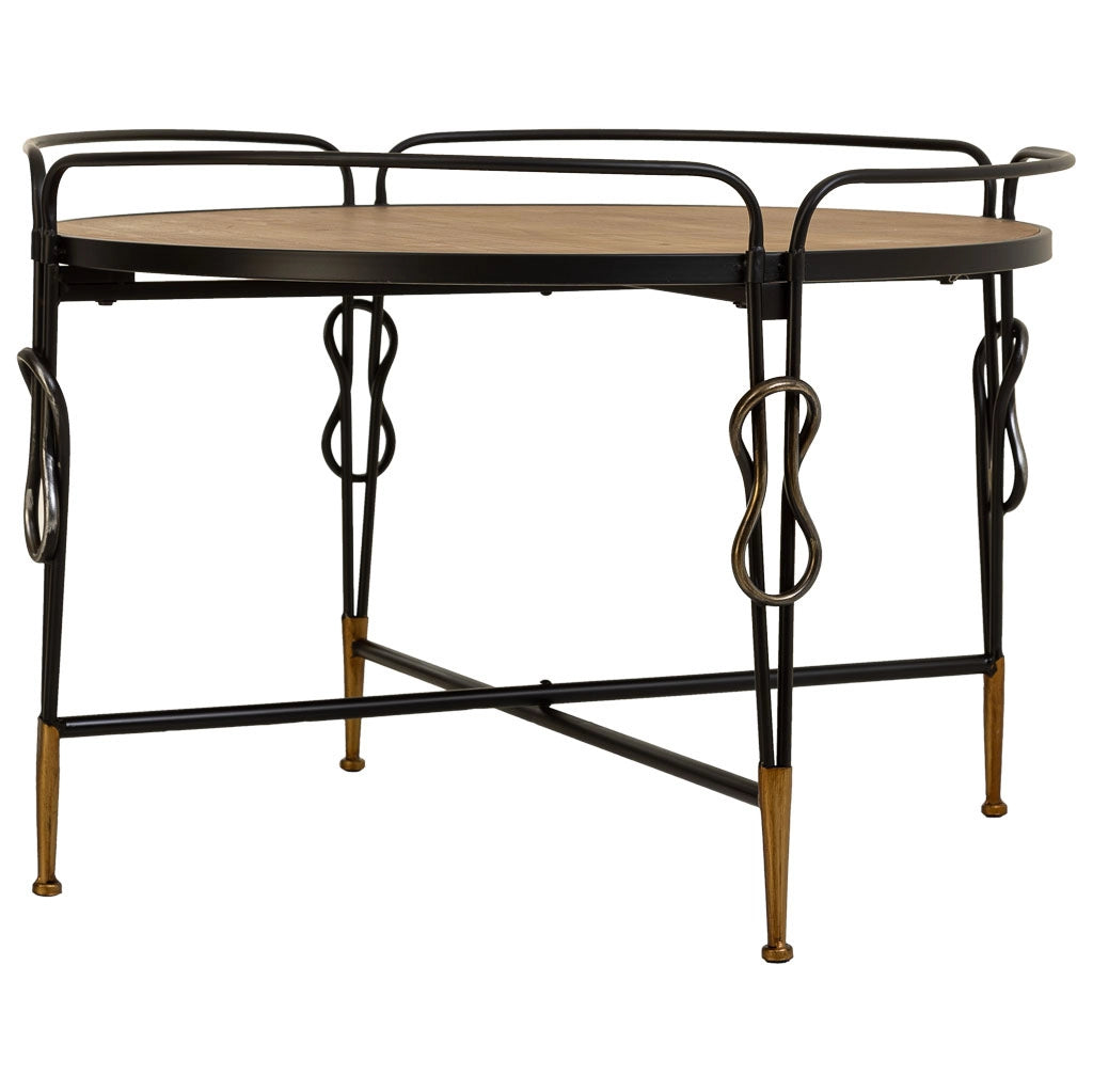 Tavolino in legno e metallo nero 78x78x53h cm