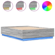 Letto matrimoniale | Letto per adulti | Giroletto Luci LED Grigio Sonoma 120x200 cm Legno Multistrato