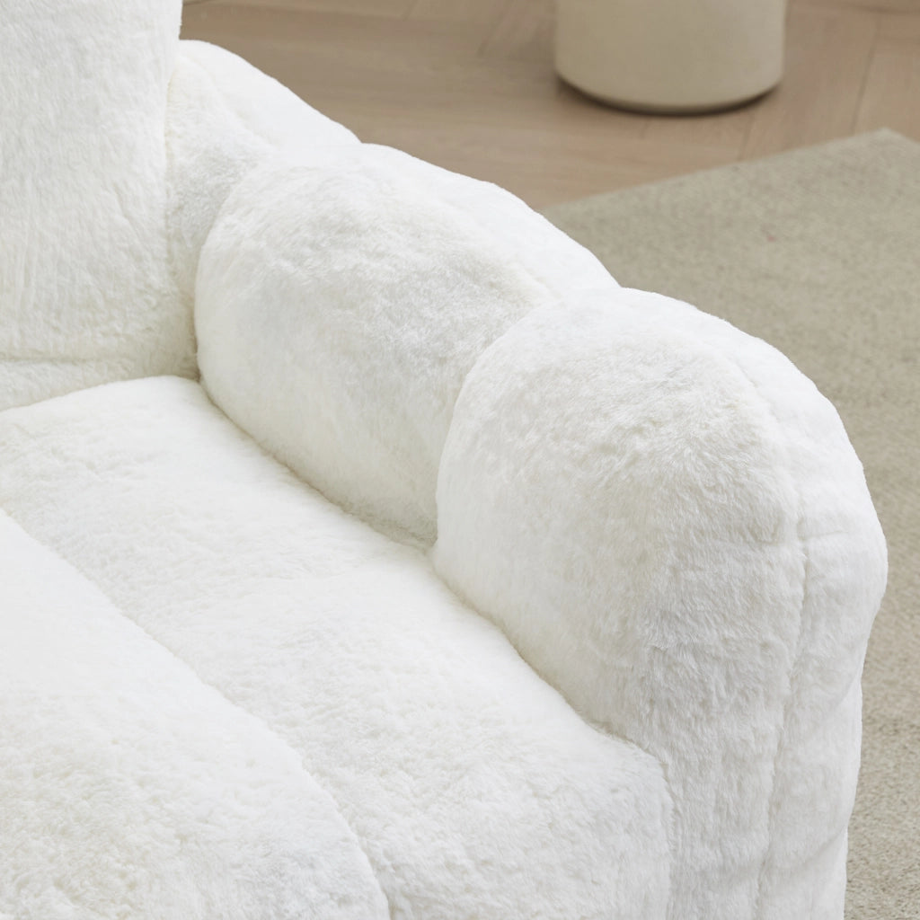 Poltrona a sacco a forma di loto in peluche bianco