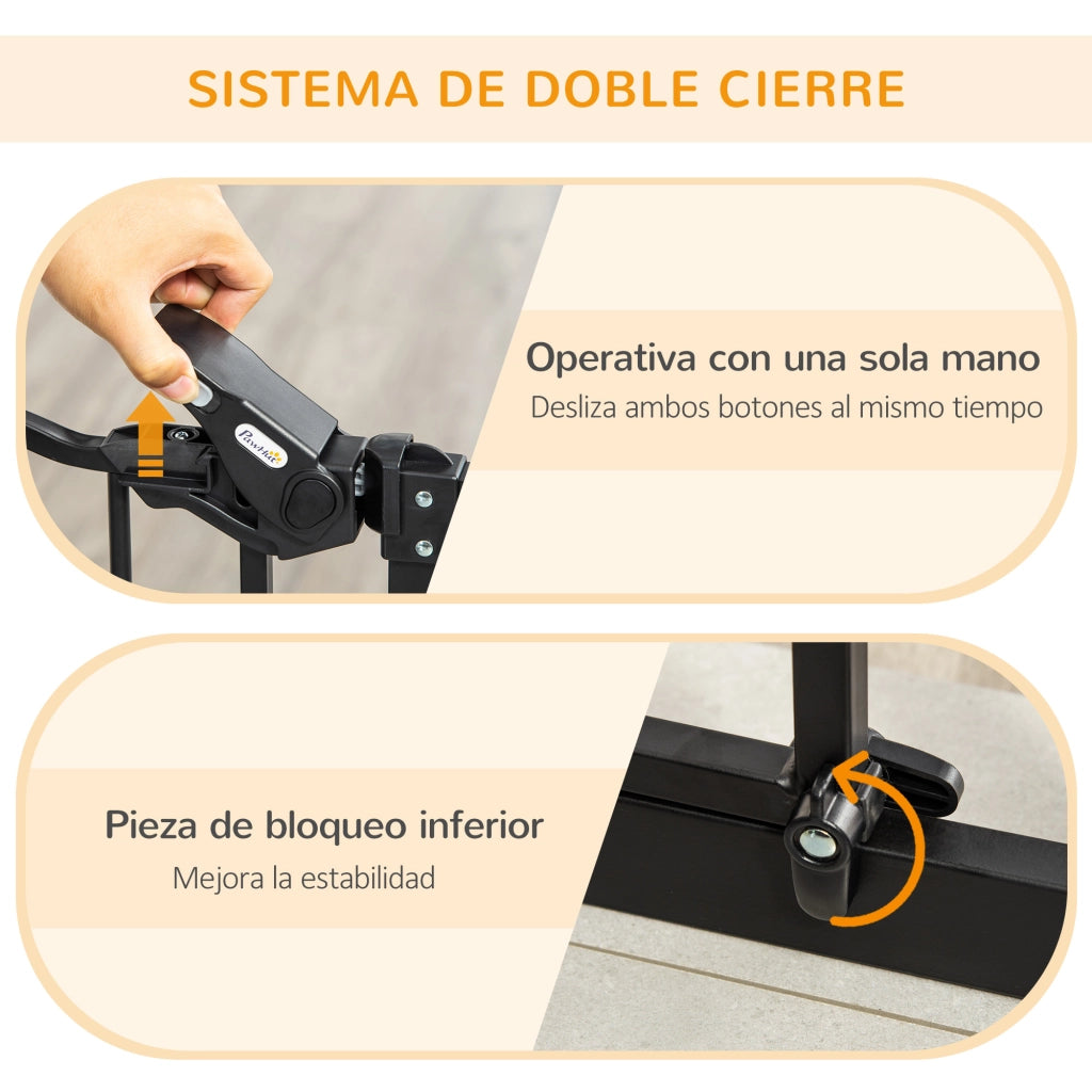 Barriera di Sicurezza per Bambini con Porta ¨C zephmum ¨C Nero 74-101x104,1 cm