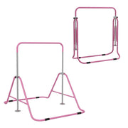 SBARRA PER TRAZIONI PIEGHEVOLE PER BAMBINI 3-8 ANNI CON ALTEZZE REGOLABILI IN ACCIAIO, 148X105X88-128CM, ROSA