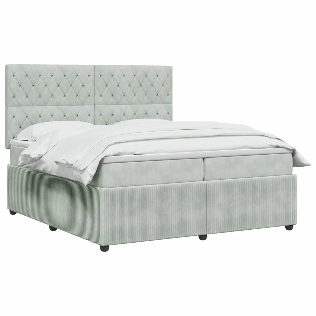 Letto Box Spring LED con Materasso Grigio Chiaro 200 x 200 cm 3456131