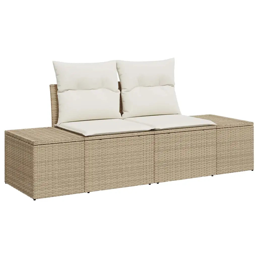 Set Divano da Giardino con cuscino 6 pcs Beige polyrattan