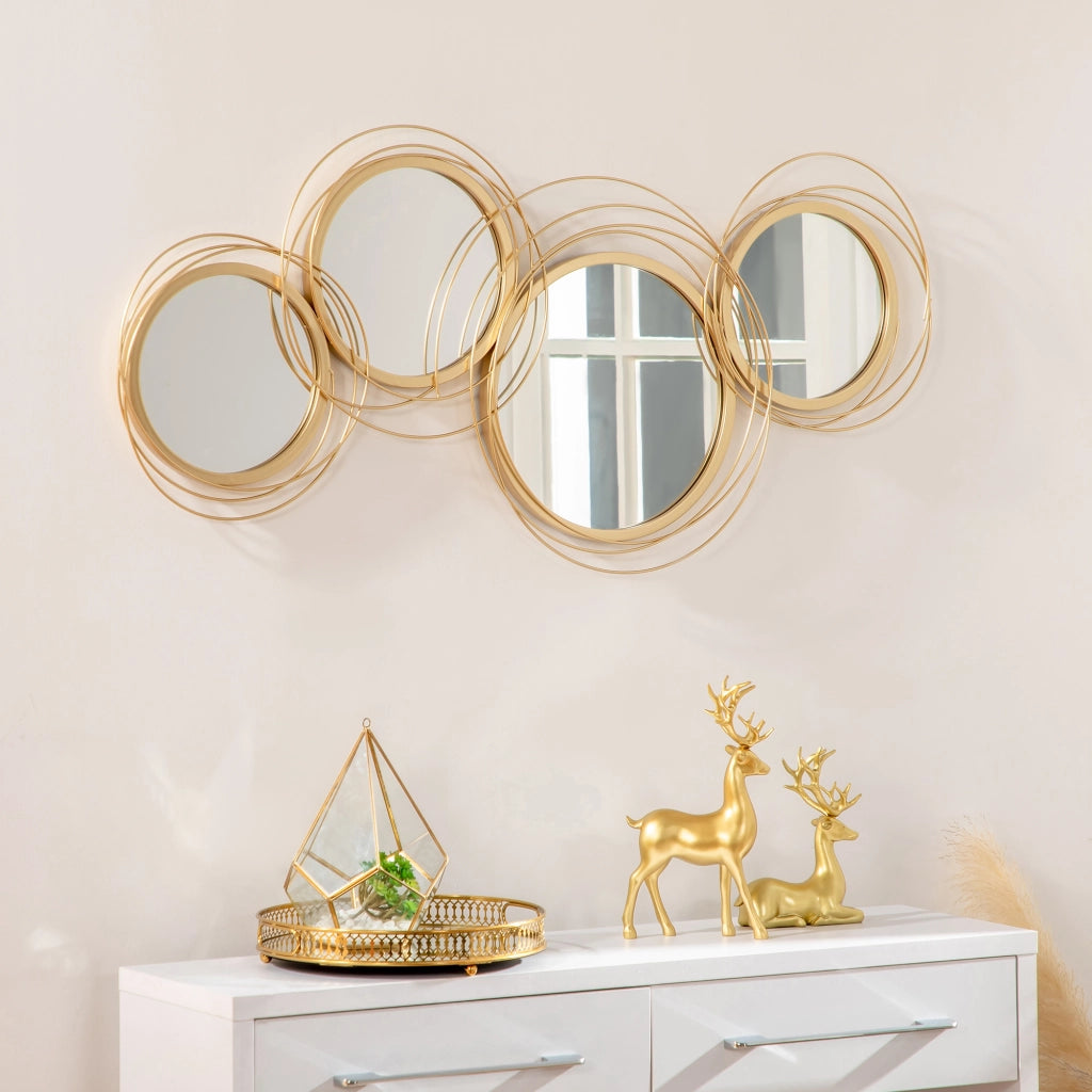 SPECCHIO da parete Set da 4 pezzi 107x56 cm Metallo Oro