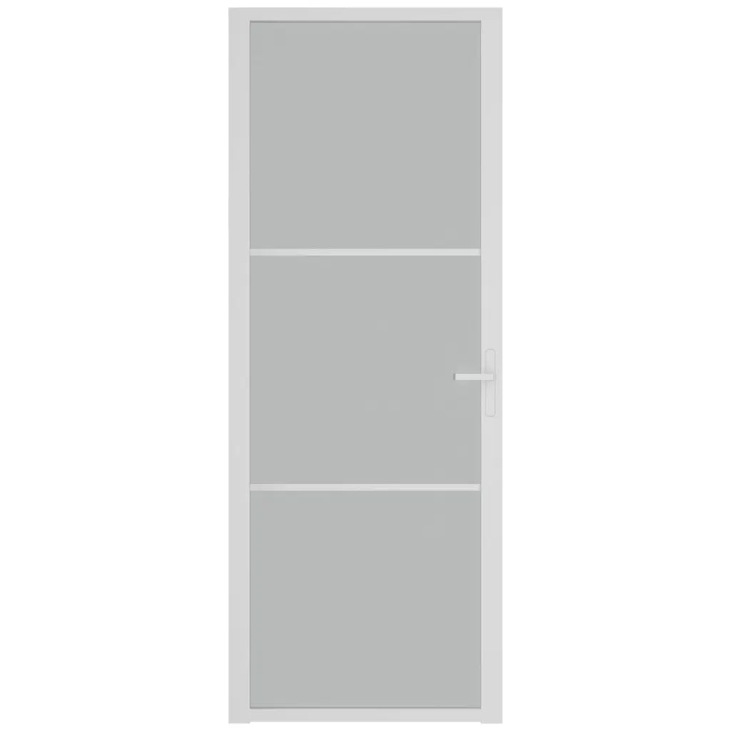 Porta Interna 76x201,5 cm Bianco Opaco Vetro e Alluminio 350576