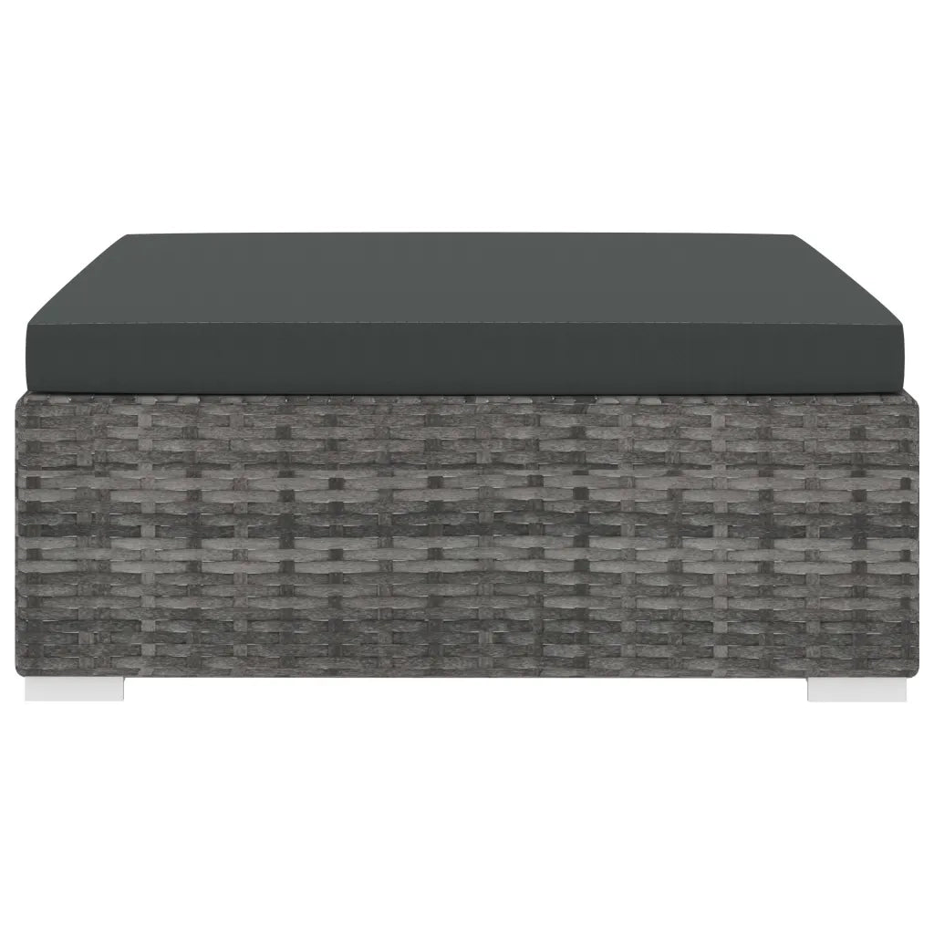 Poggiapiedi Modulare 1 pz con Cuscino in Polyrattan Grigio 46803