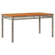 Tavolo da Giardino | Tavolino da esterno Grigio 140x80x75cm Polyrattan e Legno Acacia