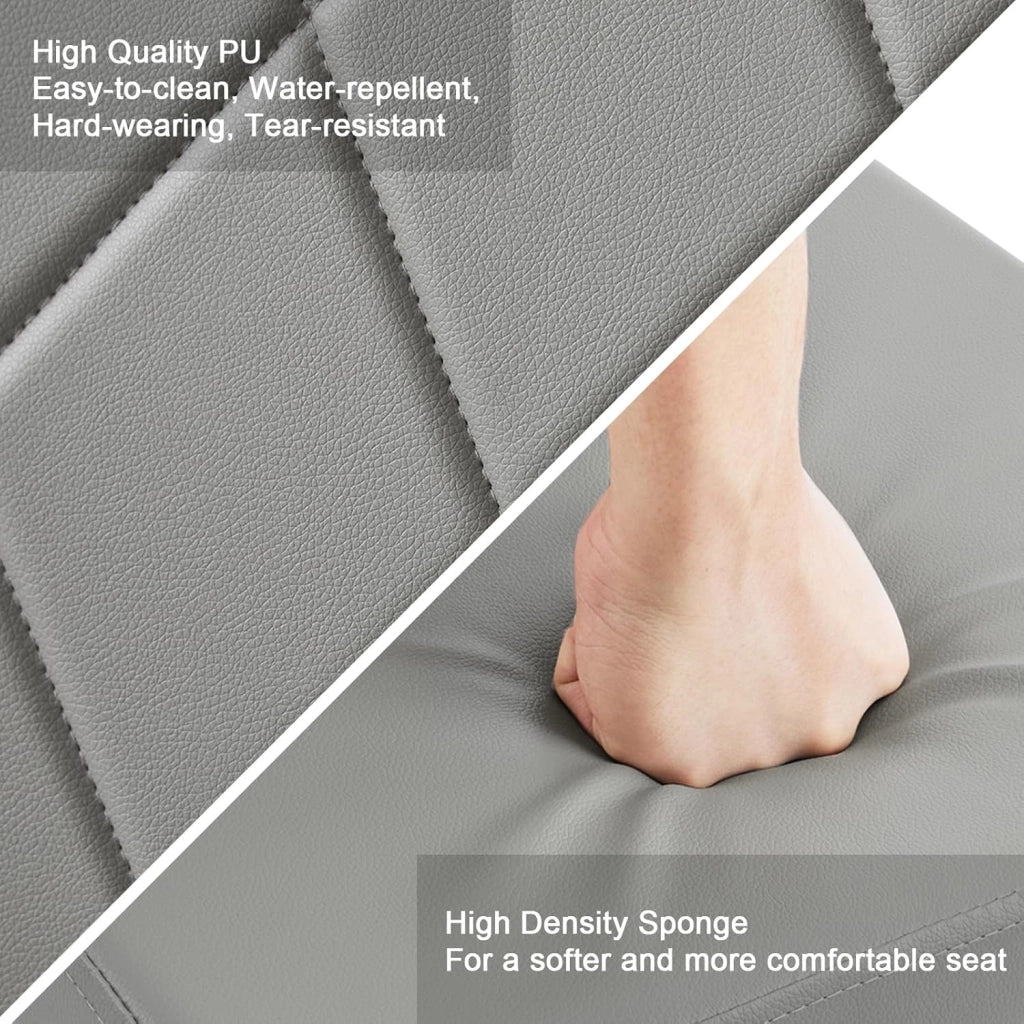 Set di 4 Sedie per Sala da Pranzo, Sedie da Cucina con Schienale Alto, con Gambe in Metallo e Rivestimento in Ecopelle, Grigio, EZS21gr-4