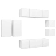 Set di mobili da 8 pezzi tra cui armadio credenza mobile TV televisore per soggiorno camera da letto salotto legno ingegnerizzato bianco 02_0025227
