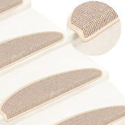 Tappetini per scale 15 pz 65x21x4 cm Bianco e Marrone Semicircolari Grandi 149860