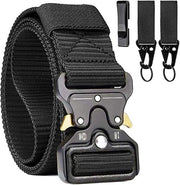 Cinturone Tattico Militare - Cinturone di Sicurezza per Uomo con Appoggio Chiave - Chiusura Metallica - Attività Outdoor Sport Camping Caccia Nero