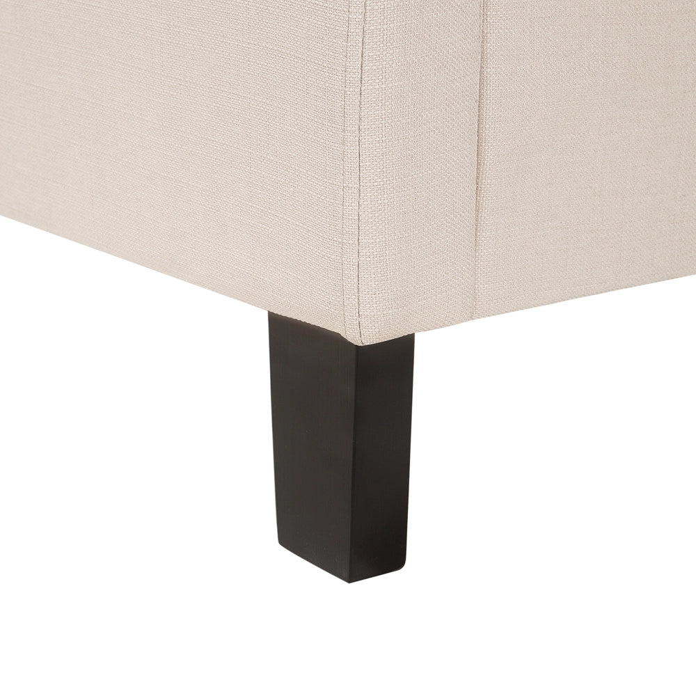Letto in Tessuto Beige Rete a Doghe in Stile Chesterfield 180 x 200 cm Lino stile Vintage Glam