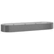 Aiuola ovale rialzata 322 x 100 x 36 cm per esterni design moderno acciaio zincato grigio 02_0046579