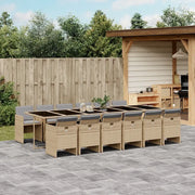 Set Pranzo da Giardino 13 pz con Cuscini Beige Misto Polyrattancod mxl 111191