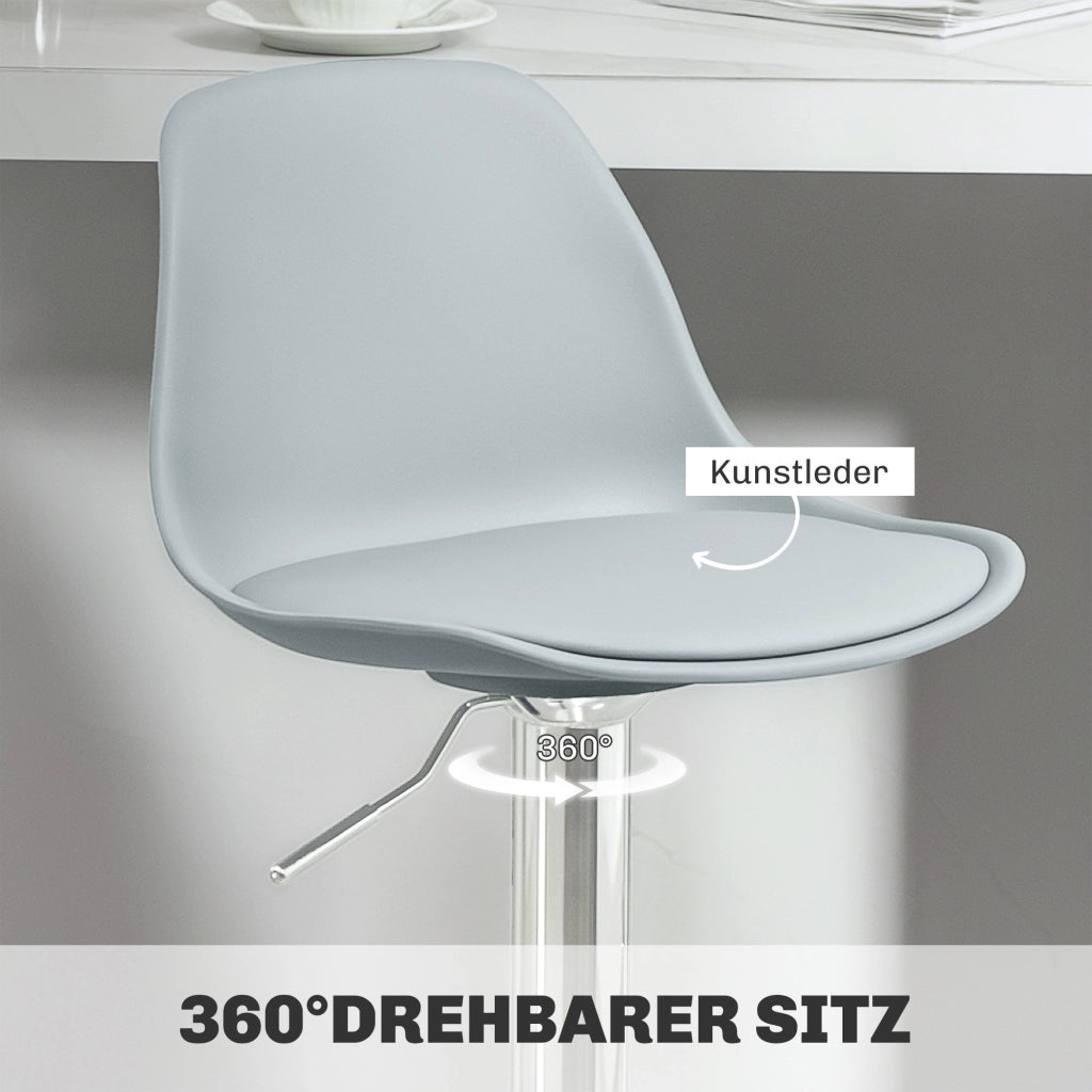 SGABELLO BAR Set da 2 pezzi Regolabile in altezza Grigio Ecopelle