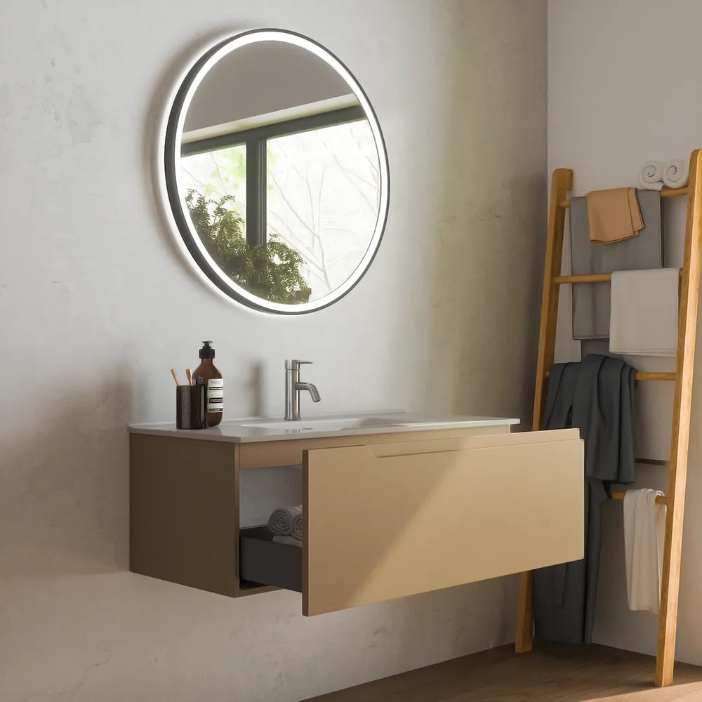 Mobile bagno sospeso 120 cm un cassetto sabbia opaco con lavabo | Ardenne