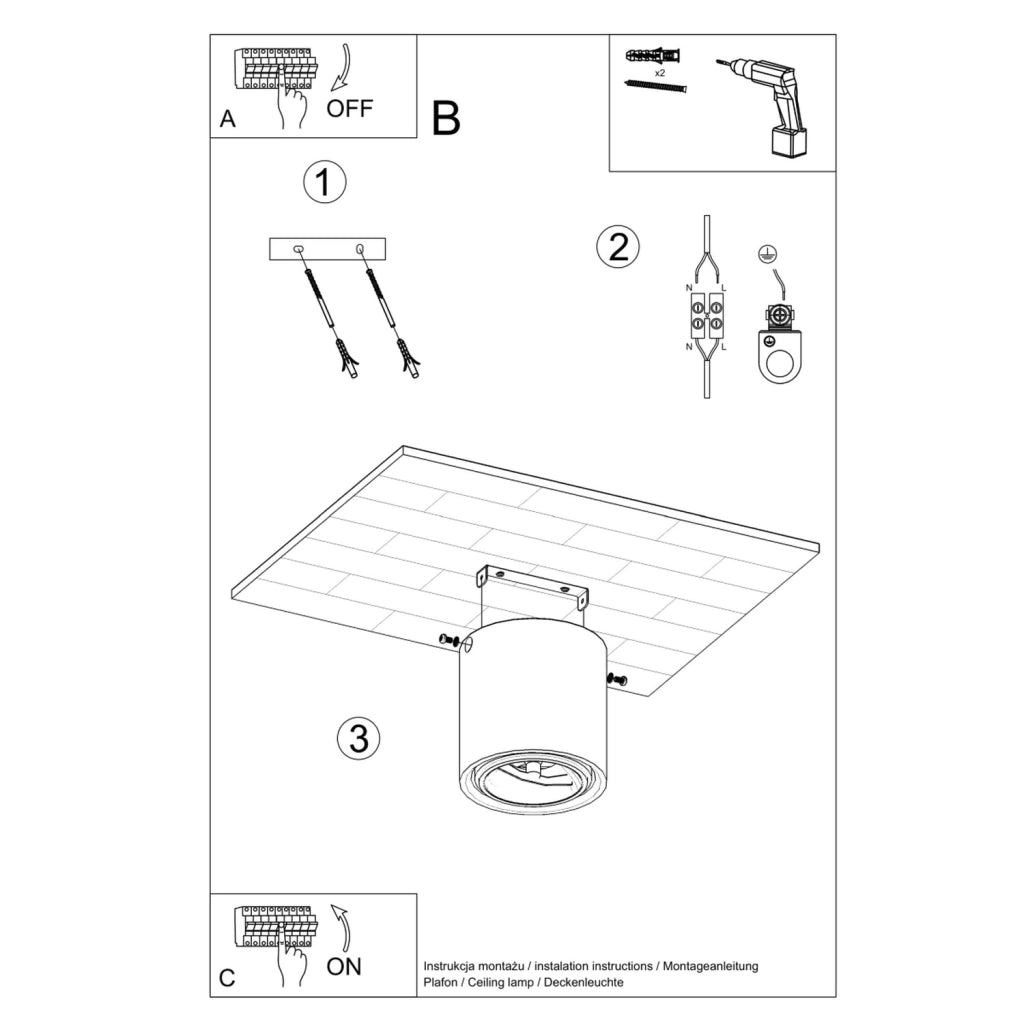 Faretto da soffitto DORINO 140 cemento grigio GU10