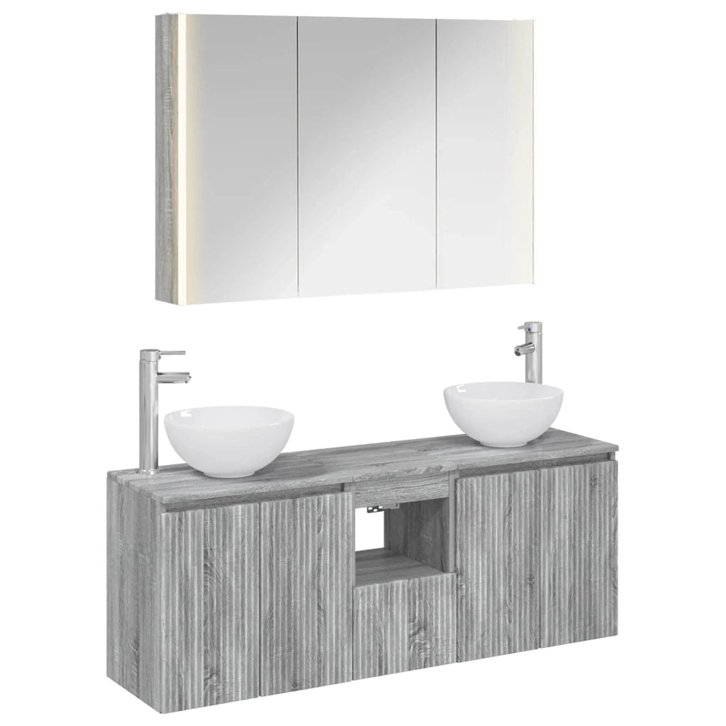 Set di Armadi da Bagno 4 pz Sonoma grigio Legno ingegnerizzato 3406348