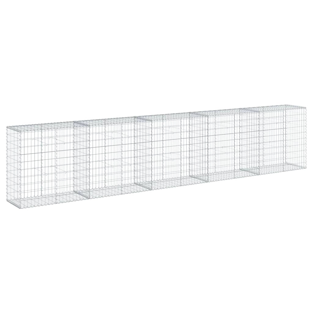 Gabbione recinto a gabbia muro di contenimento con coperchio 500 x 50 x 100 cm ferro zincato argento 02_0040173