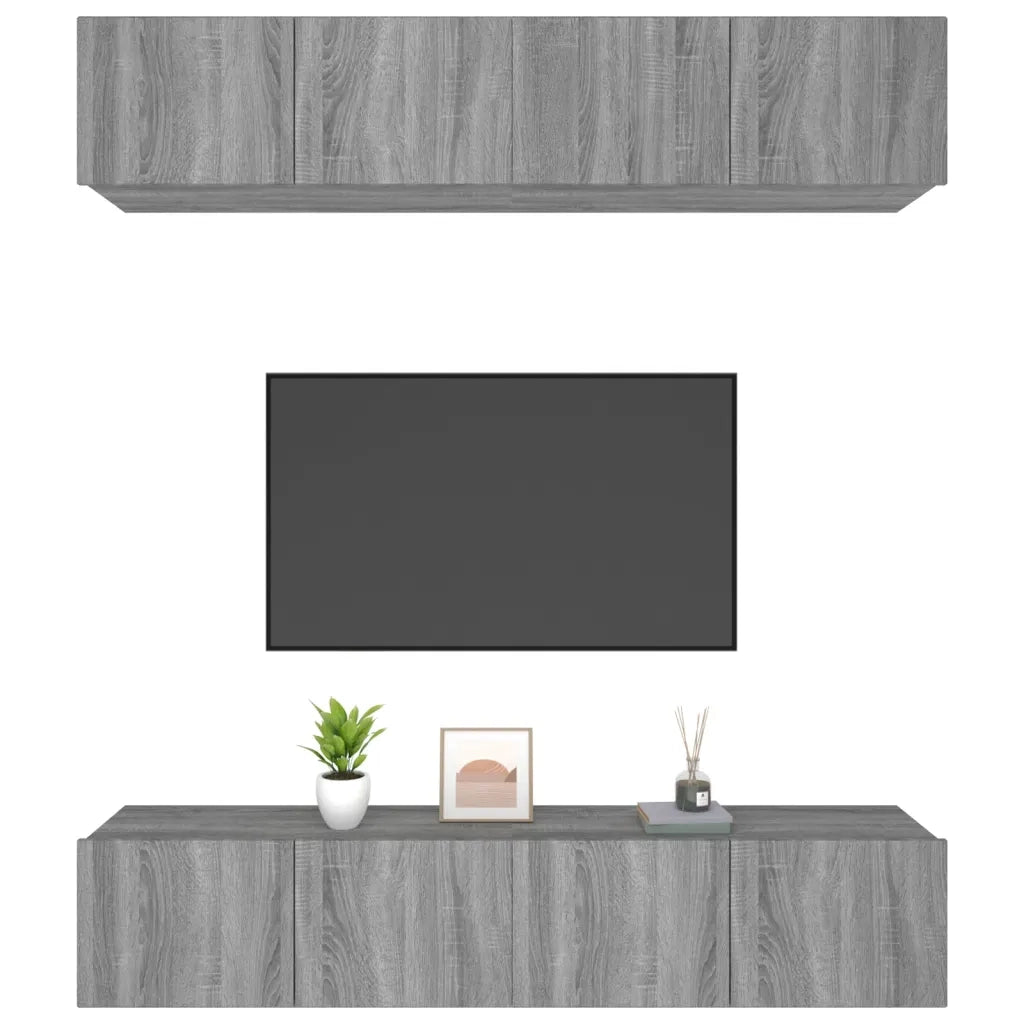Mobili TV 4 pz Grigi Sonoma 80x30x30 cm in Legno Multistrato 3114188