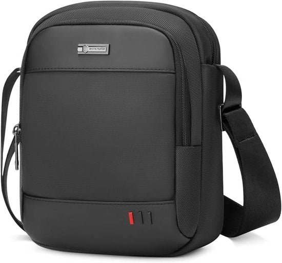 Borsa da Spalla per Uomo, Telaio per Tablet/iPad, Borsa Nylon Casual, Sport, Outdoor, Nero, M: 24x20x9cm, Borse da Trasporto