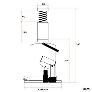 Cric a bottiglia da 10 t abbassamento lento 205-390 mm Martinetto idraulico