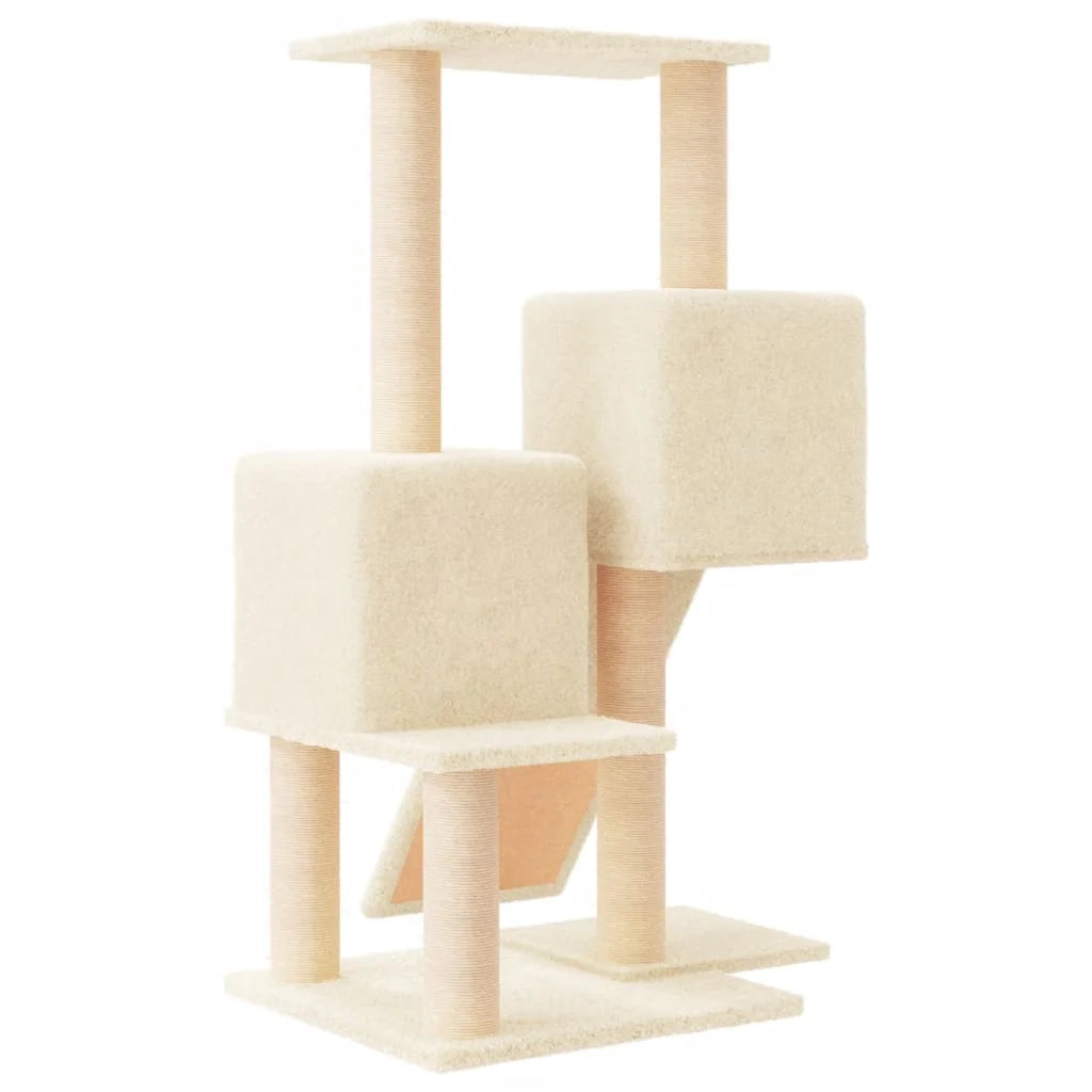 Tiragraffi per gatti torre per arrampicata giocattolo piattaforma per arrampicata con tiragraffi in sisal 82 cm crema 02_0022522