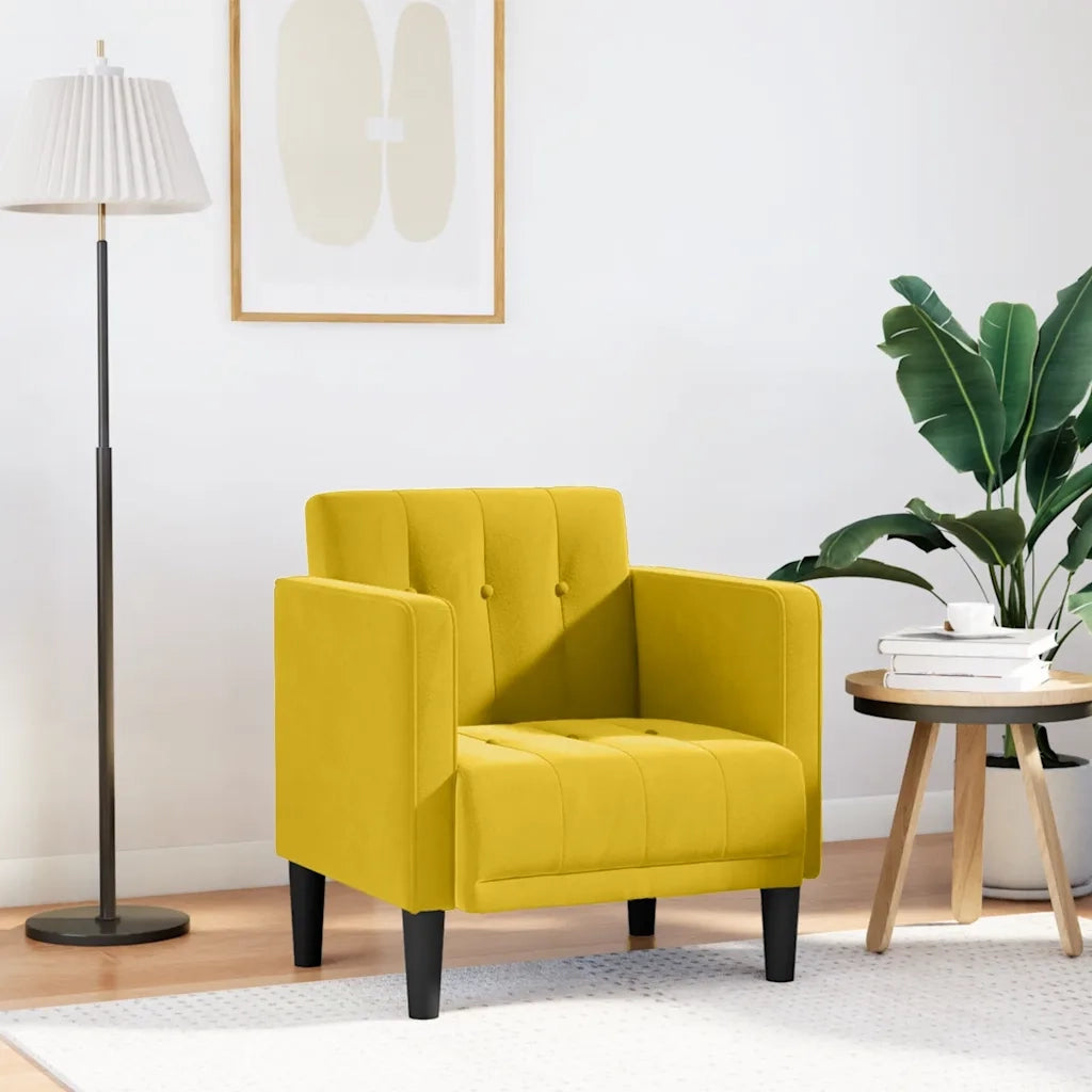 Divano Sedia con Braccioli Giallo 53 cm in Velluto 4100558