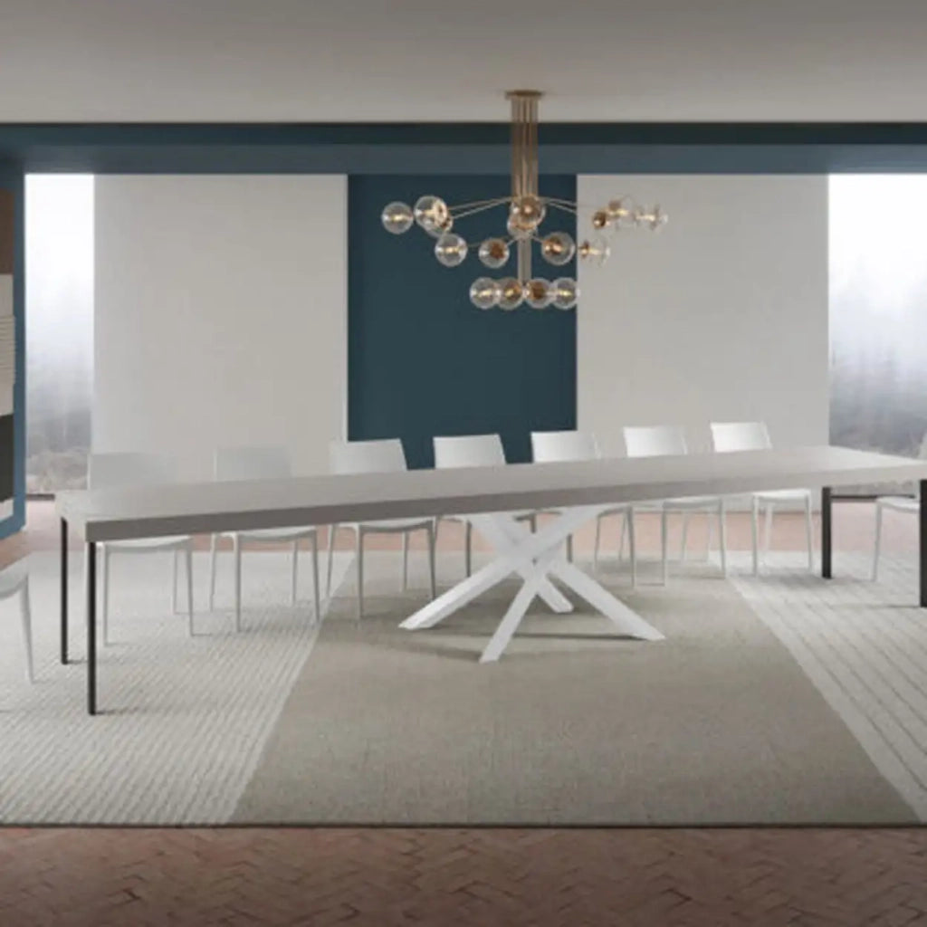 Tavolo allungabile 180/440x90 cm Volantis Premium cashmere gambe bianche