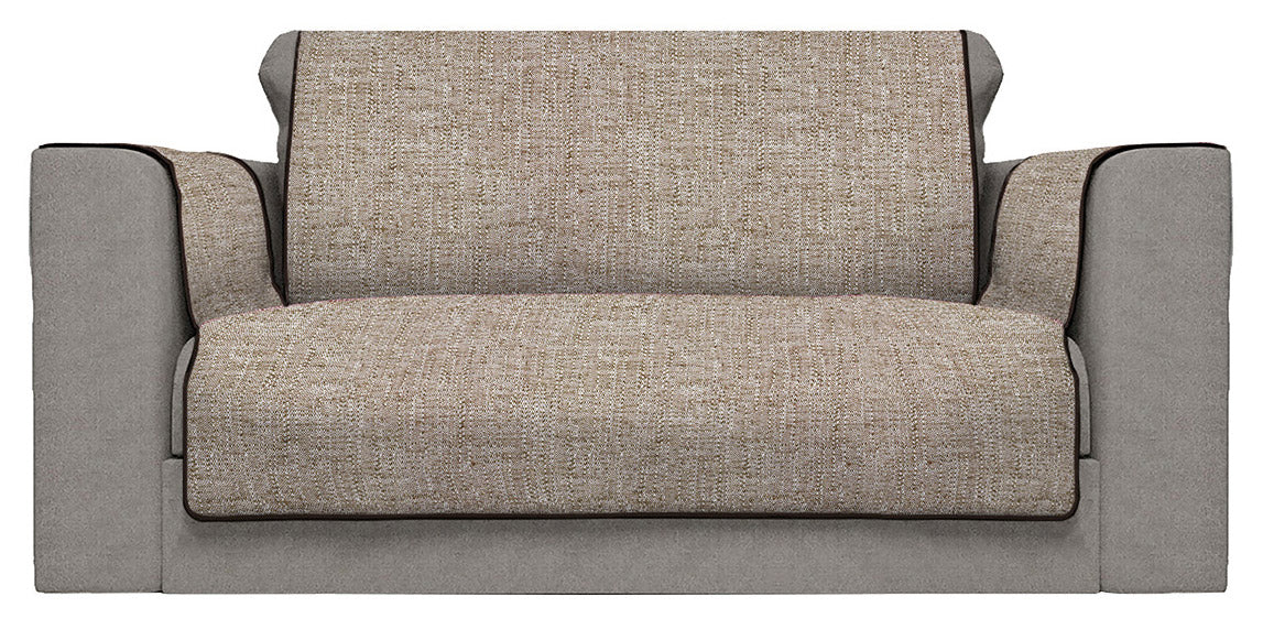 Copridivano con Copri Braccioli Seduta 60 cm in Poliestere Marrone
