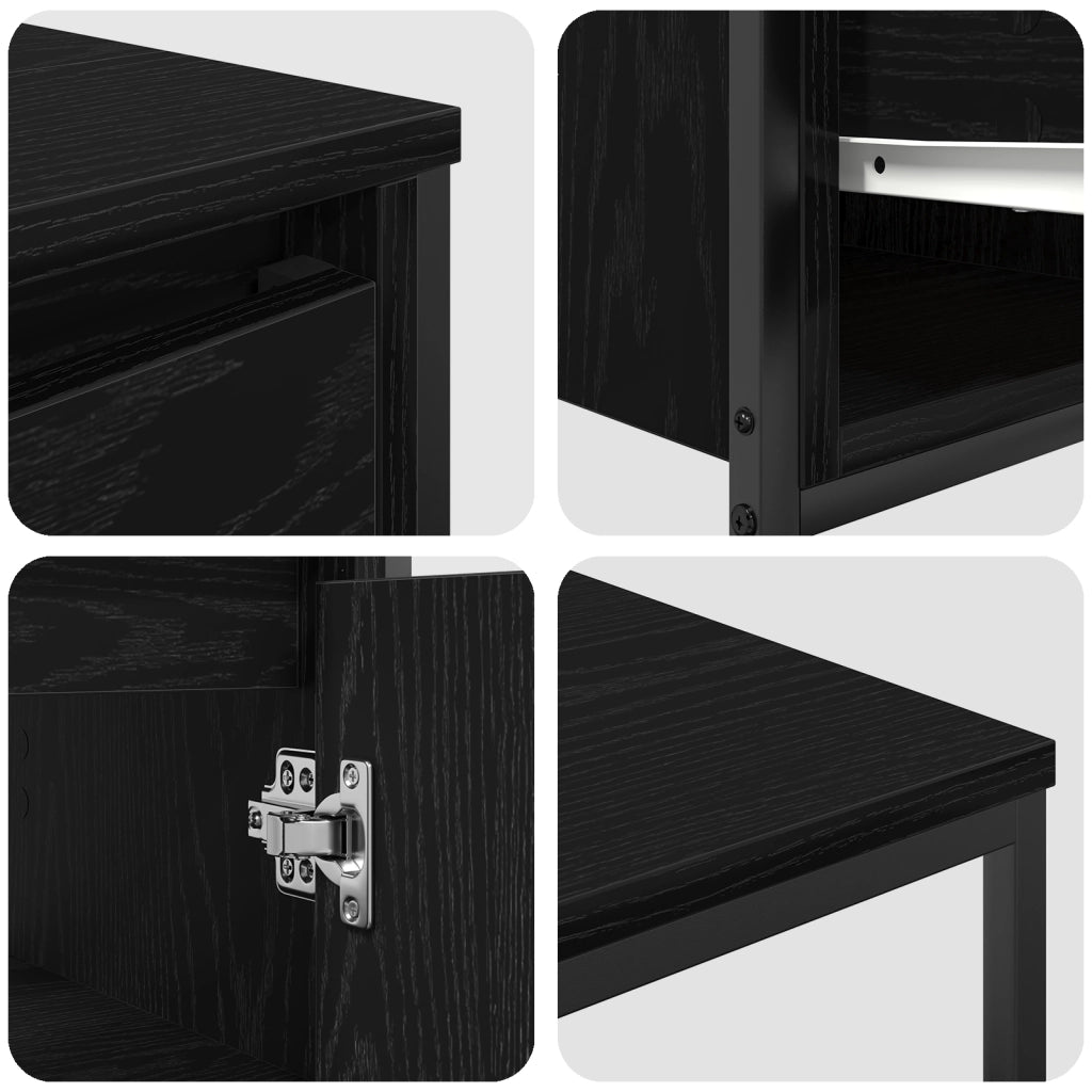 Set di mobili da bagno in 3 pezzi - Legno ingegnerizzato rovere nero