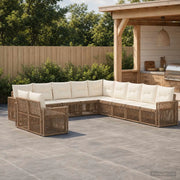 Set Divano da Giardino 11 pz Beige e Bianco Crema polyrattan 3435177