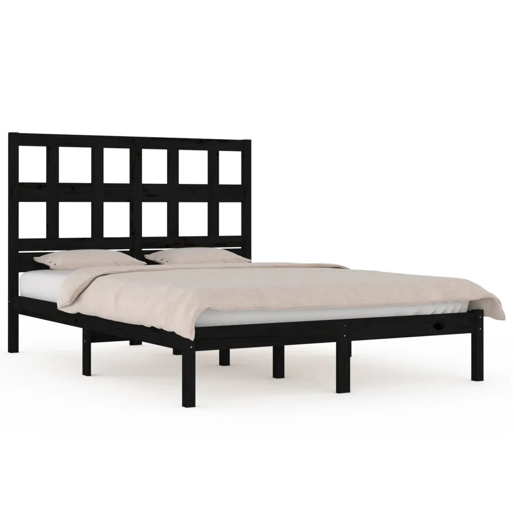 Giroletto Nero in Legno Massello di Pino 200x200 cm 3104502