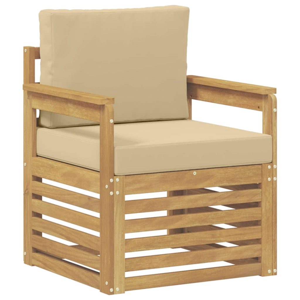 2 Pezzo Set di divani da esterno Poliestere Bianco e Beige 3439085