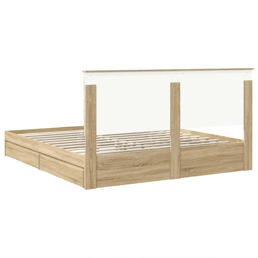 Letto con Contenitore con testiera Rovere Sonoma 180 x 200 cm 3409526