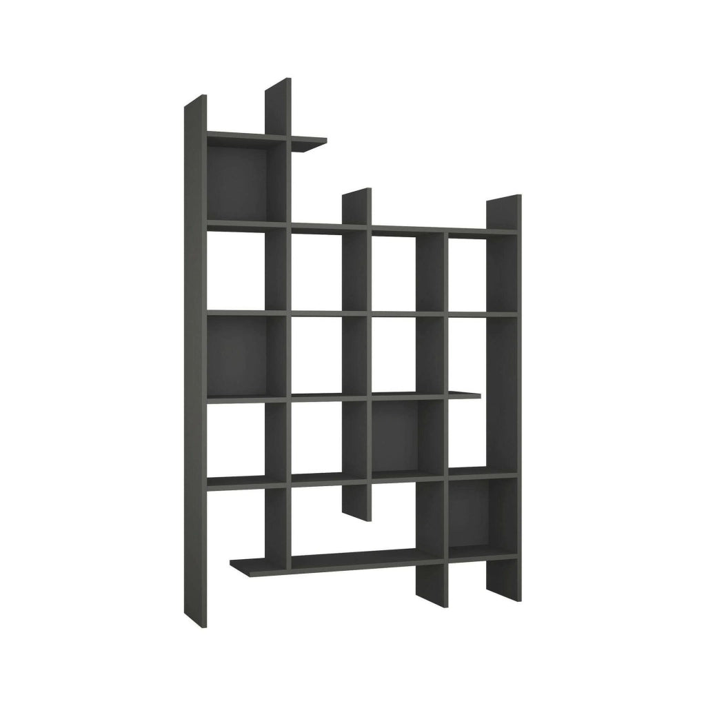 Libreria Achela, Scaffale da ufficio, Mobile portalibri, Biblioteca, 122x26h188 cm, Antracite