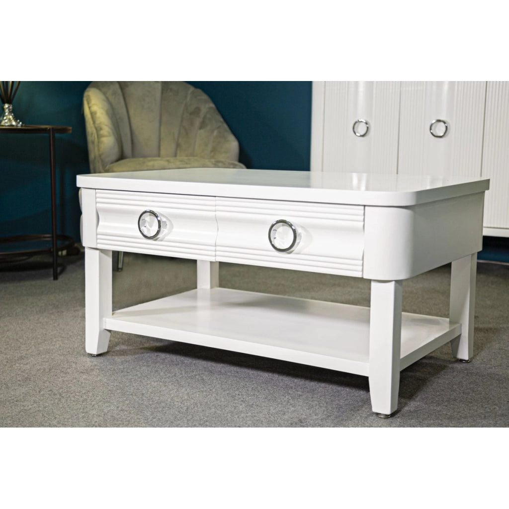 Tavolino VKH516, Bianco, Legno, 90x60x47 cm