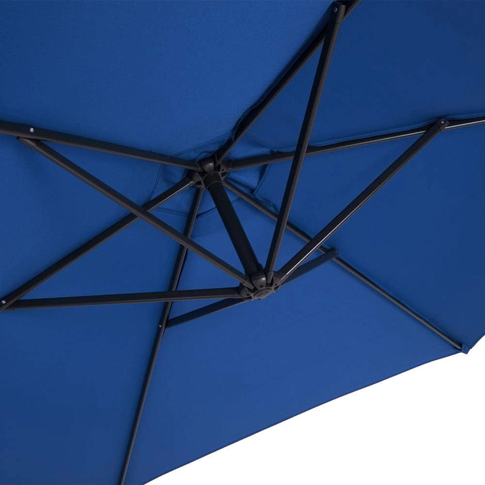 Ombrellone 300/330 cm con Base Copertura Protezione UV 50+ Grande Inclinabile Impermeabile Giardino Balcone Terrazza Ombrellone a Manovella